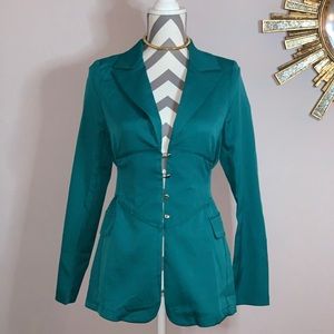 Teal Blazer with Corset Detail
